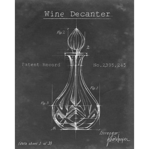 Barware Blueprint VIII White Modern Wood Framed Art Print by Harper, Ethan