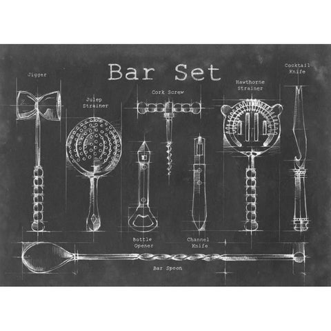 Bar Set White Modern Wood Framed Art Print by Harper, Ethan