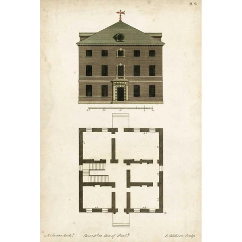 Design for a Building III Gold Ornate Wood Framed Art Print with Double Matting by Addison, J.