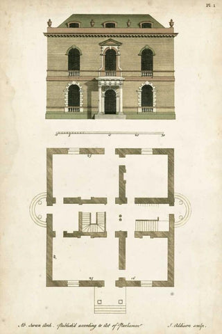 Design for a Building IV Black Ornate Wood Framed Art Print with Double Matting by Addison, J.
