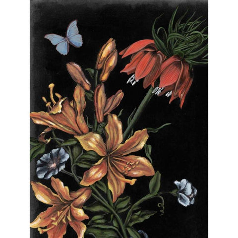 Dark Floral II Black Modern Wood Framed Art Print with Double Matting by McCavitt, Naomi