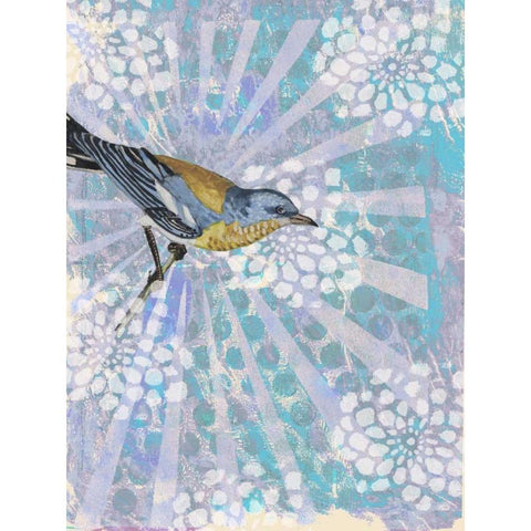 Songbird Batik I White Modern Wood Framed Art Print by McCavitt, Naomi