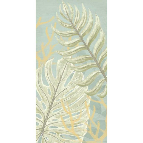 Palm and Coral Panel I White Modern Wood Framed Art Print by Vess, June Erica