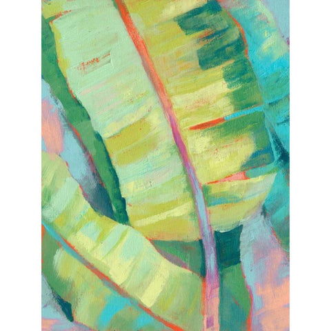 Vibrant Palm Leaves I Black Modern Wood Framed Art Print with Double Matting by Goldberger, Jennifer