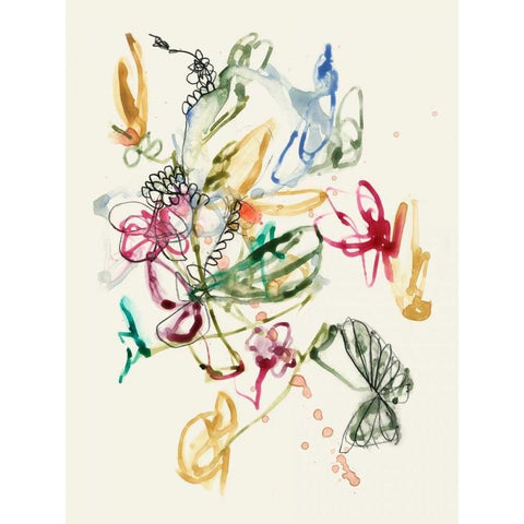 Scribble Arrangement I White Modern Wood Framed Art Print by Goldberger, Jennifer