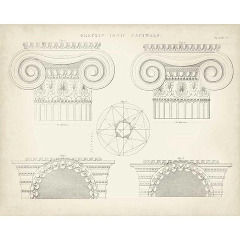 Greek and Roman Architecture VIII Black Modern Wood Framed Art Print by Kelly, Thomas