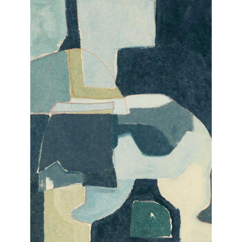 Blue Note III Black Modern Wood Framed Art Print with Double Matting by Delamater, Rob