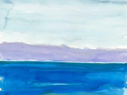 Cobalt Sea White Modern Wood Framed Art Print with Double Matting by Delamater, Rob