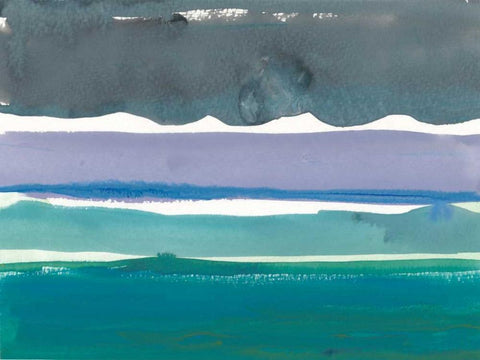 Emerald Horizon at Sea Ranch Black Ornate Wood Framed Art Print with Double Matting by Delamater, Rob