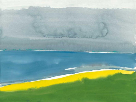 The End of Bluff Beach Road White Modern Wood Framed Art Print with Double Matting by Delamater, Rob