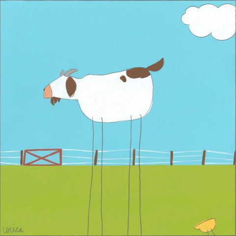 Stick-leg Goat II White Modern Wood Framed Art Print by Vess, June Erica