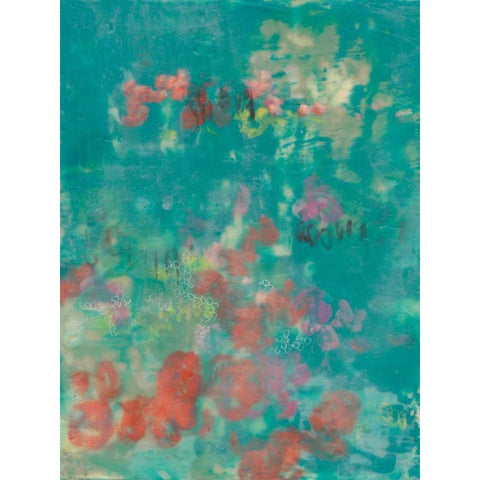 Teal Rose Garden II Black Modern Wood Framed Art Print with Double Matting by Goldberger, Jennifer