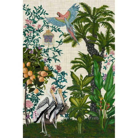 Paradis Chinoiserie II Black Modern Wood Framed Art Print with Double Matting by McCavitt, Naomi