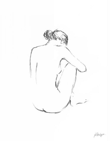 Figure Contour III White Modern Wood Framed Art Print with Double Matting by Harper, Ethan