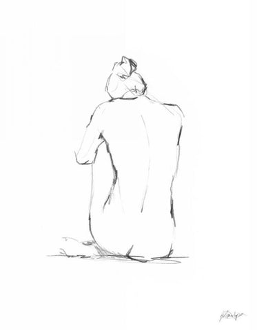 Figure Contour IV White Modern Wood Framed Art Print with Double Matting by Harper, Ethan