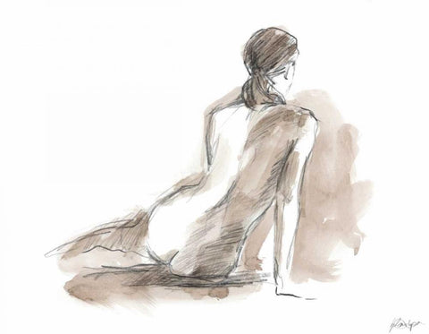 Gestural Figure Study III White Modern Wood Framed Art Print with Double Matting by Harper, Ethan