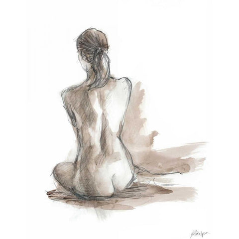 Gestural Figure Study IV Black Modern Wood Framed Art Print with Double Matting by Harper, Ethan