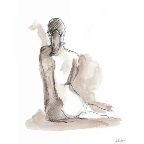 Gestural Figure Study V White Modern Wood Framed Art Print by Harper, Ethan