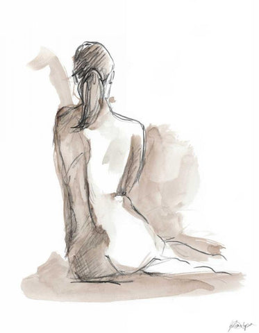 Gestural Figure Study V White Modern Wood Framed Art Print with Double Matting by Harper, Ethan