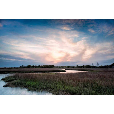 Low Country Sunset III White Modern Wood Framed Art Print by Head, Danny