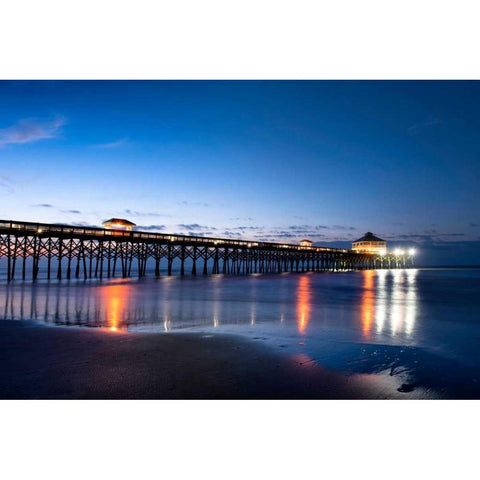 Pier Reflections I Gold Ornate Wood Framed Art Print with Double Matting by Head, Danny
