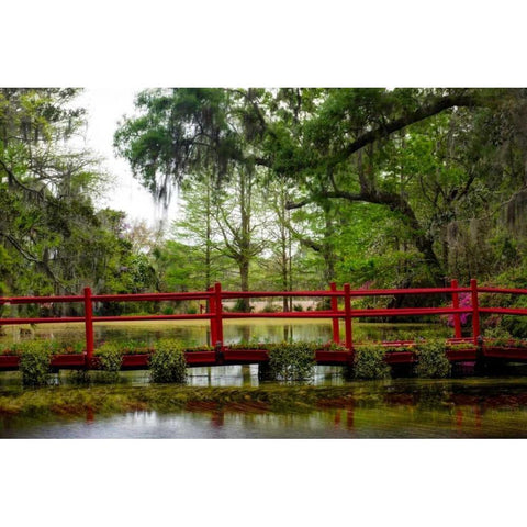 The Red Bridge Black Modern Wood Framed Art Print by Head, Danny