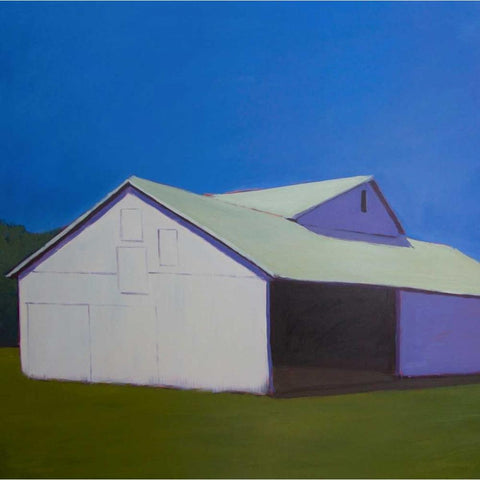 Lonely Barn  White Modern Wood Framed Art Print by Young, Carol