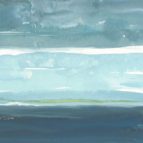 Teal Horizon II Gold Ornate Wood Framed Art Print with Double Matting by Delamater, Rob