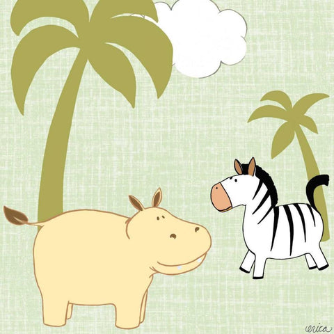 Baby Jungle III White Modern Wood Framed Art Print by Vess, June Erica