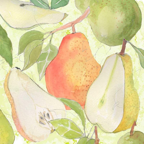 Pear Medley I White Modern Wood Framed Art Print by Mark, Leslie