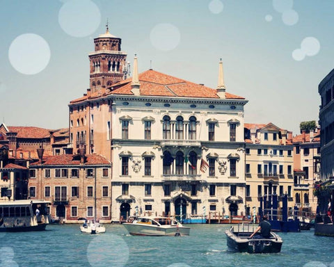 Venice Bokeh IV White Modern Wood Framed Art Print with Double Matting by Coomes, Sylvia