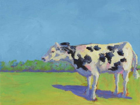 Cow Pals III White Modern Wood Framed Art Print with Double Matting by Young, Carol