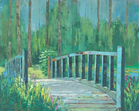 A River Crossing I Black Ornate Wood Framed Art Print with Double Matting by joy, Julie