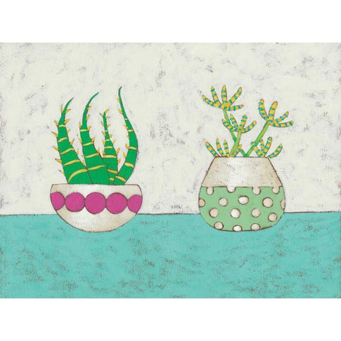 Succulent Duo I Black Modern Wood Framed Art Print with Double Matting by Zarris, Chariklia