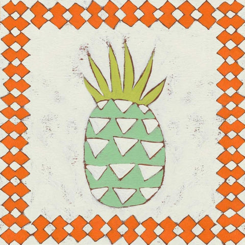 Pineapple Vacation I Black Ornate Wood Framed Art Print with Double Matting by Zarris, Chariklia