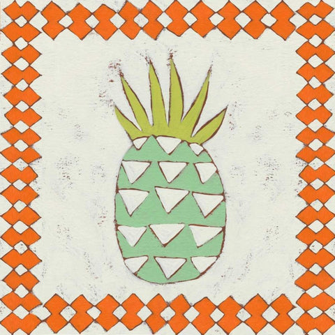 Pineapple Vacation I White Modern Wood Framed Art Print by Zarris, Chariklia