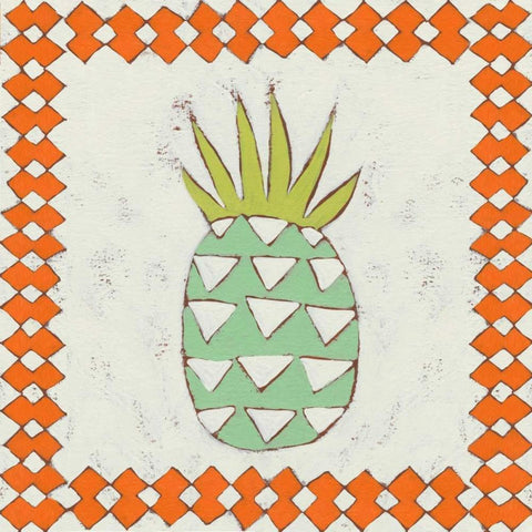 Pineapple Vacation I White Modern Wood Framed Art Print with Double Matting by Zarris, Chariklia