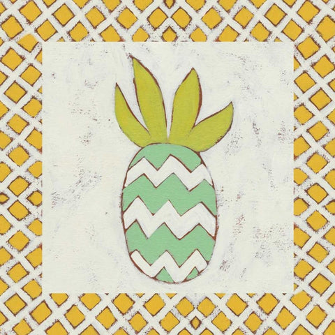 Pineapple Vacation III White Modern Wood Framed Art Print by Zarris, Chariklia