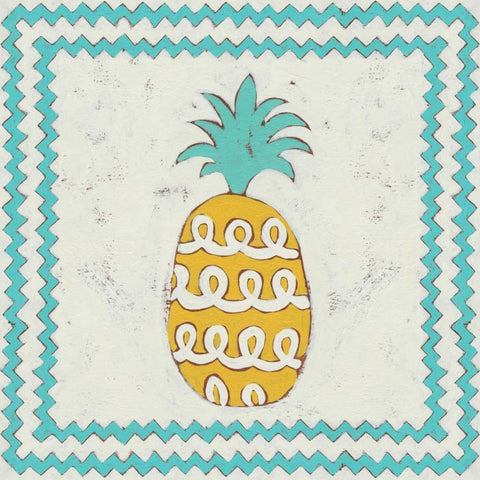 Pineapple Vacation IV White Modern Wood Framed Art Print with Double Matting by Zarris, Chariklia