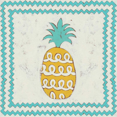 Pineapple Vacation IV Black Modern Wood Framed Art Print with Double Matting by Zarris, Chariklia