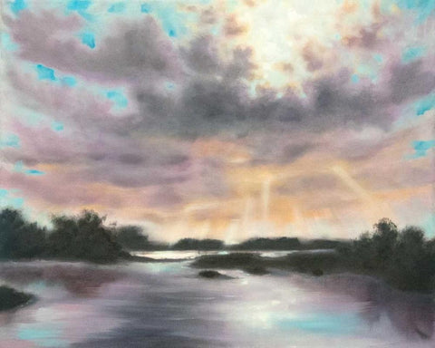 Dreams Dawning White Modern Wood Framed Art Print with Double Matting by Quin, Marabeth