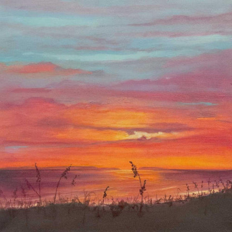 Niihau Aglow Gold Ornate Wood Framed Art Print with Double Matting by Quin, Marabeth