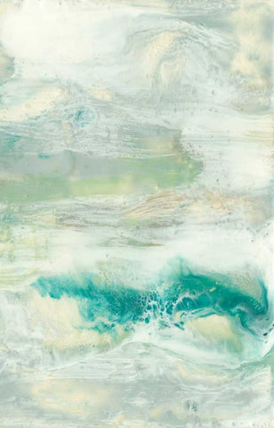 Serene Seafoam I White Modern Wood Framed Art Print with Double Matting by Goldberger, Jennifer