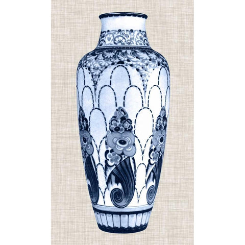 Blue and White Vase I Black Modern Wood Framed Art Print with Double Matting by Unknown