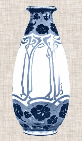 Blue and White Vase II White Modern Wood Framed Art Print with Double Matting by Unknown