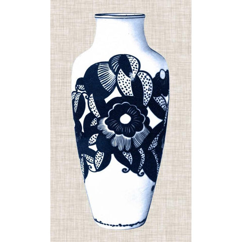 Blue and White Vase III Black Modern Wood Framed Art Print with Double Matting by Unknown