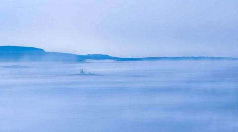 Scene on the Water I White Modern Wood Framed Art Print with Double Matting by McLoughlin, James