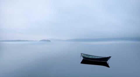 Scene on the Water II Black Ornate Wood Framed Art Print with Double Matting by McLoughlin, James