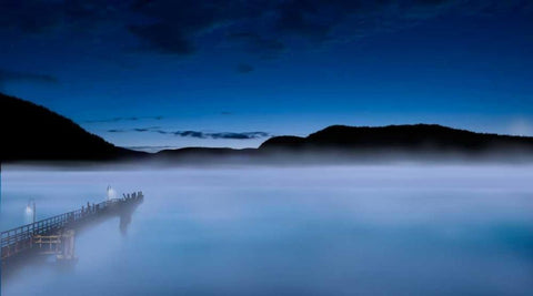 Scene on the Water III White Modern Wood Framed Art Print with Double Matting by McLoughlin, James