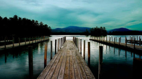 Scene on the Water VI White Modern Wood Framed Art Print with Double Matting by McLoughlin, James